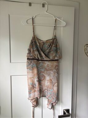 MKM Designs Beige & Teal Paisley Top